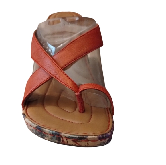 BØRN CROWN Pink Leather PIO Toe Thong WEDGE SANDAL, New NWT in Original Box IOB - Picture 6 of 11